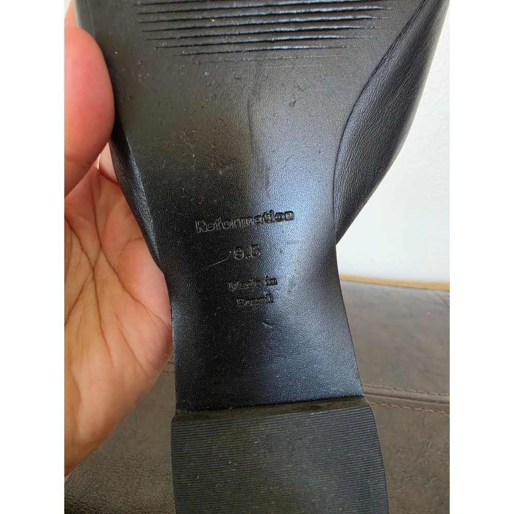REFORMATION Mikki Twist Black Leather BowMinimalist Resort SquareSandals sz 9.5 - Picture 7 of 9